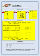 Standard form worksheet | Teaching Resources