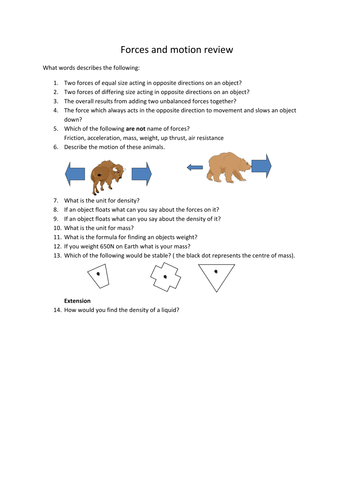 Forces review | Teaching Resources