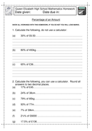 KS3 Maths Percentage of an Amount worksheet | Teaching Resources