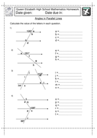 KS3 Angles in Parallel Lines worksheet by jlcaseyuk - UK Teaching
