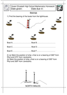 Ks3 Maths Measuring Bearings Worksheet Teaching Resources