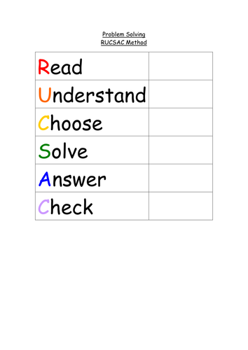 rucsac method for problem solving