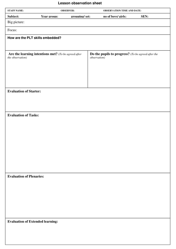 lesson planning / observation help | Teaching Resources