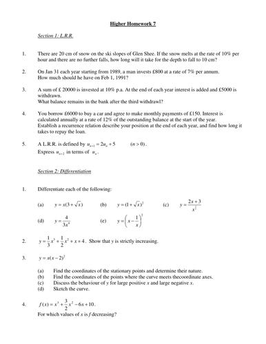 Scottish Higher Outcome 1 Homework | Teaching Resources