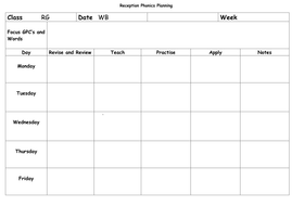 phonics weekly planning sheet - blank by hyssop_puppy - Teaching ...