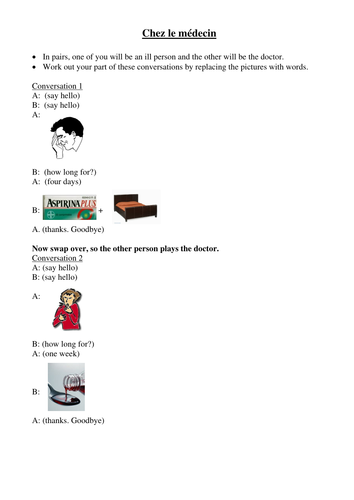 Easy roleplay - doctor & patient | Teaching Resources