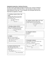 Sentence Structures Worksheet by suttill - UK Teaching Resources - TES