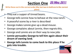 Of Mice And Men Section 1 Lessons By He4therlouise - 