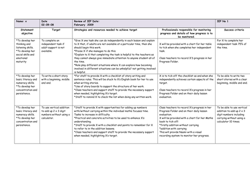 Example IEP with statements by emmer88beetle - Teaching 