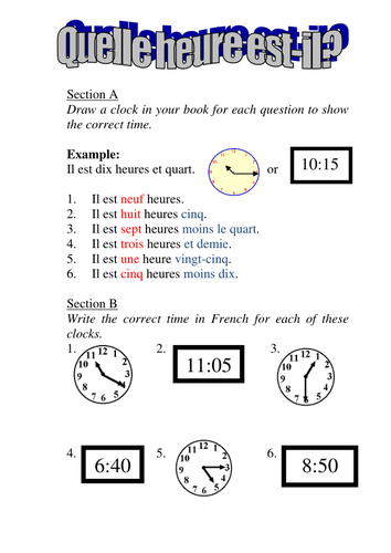 Telling the time worksheet | Teaching Resources