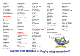 Connectives Word Mat Teaching Resources