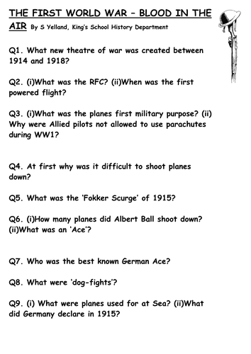 World War One In Colour Video Worksheets | Teaching Resources