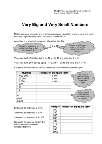 Worksheets Standard Form Worksheet gcse standard form worksheets by eugenesmith teaching resources bignumbersandsmallnumbersv2 pdf