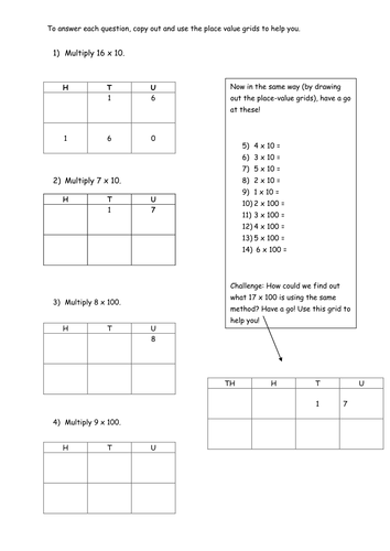 x 10 and x 100 worksheets by pumpkinsoup88 - Teaching 