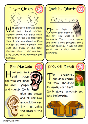 15 brain gym cards by primaryclass teaching resources tes