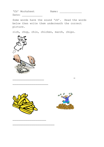 'Ch' worksheet | Teaching Resources