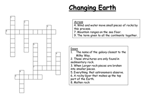 Changing earth crossword | Teaching Resources