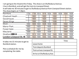 reading timetables teaching resources
