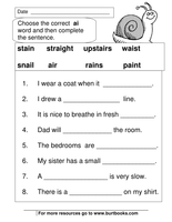 Phonics Worksheets AI and AY sounds by Coreen Burt - UK Teaching