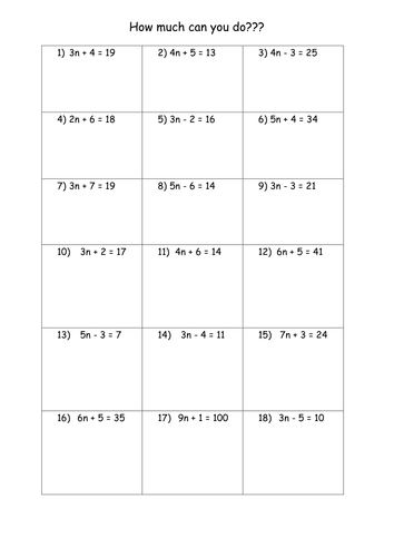 Solving Equations Worksheets | Teaching Resources