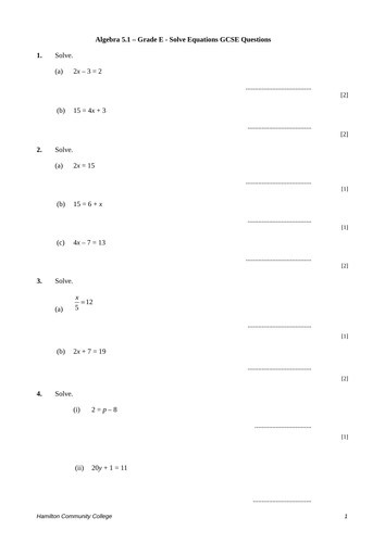 Worksheets Solve For X Worksheet solving equations worksheets by mrbuckton4maths teaching algebra 5 1 solve gcse questions rtf