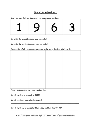 place value problem solving activities