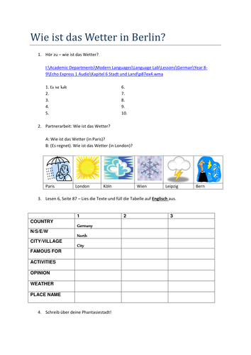 Wie ist das Wetter? | Teaching Resources