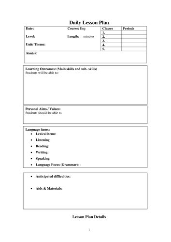 lesson plan template teaching resources