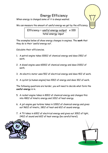 efficiency calculations teaching resources