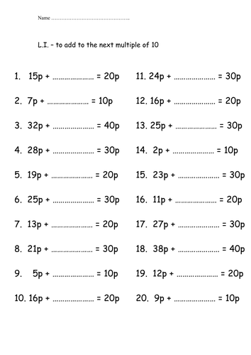 Adding to the next multiple of 10 | Teaching Resources