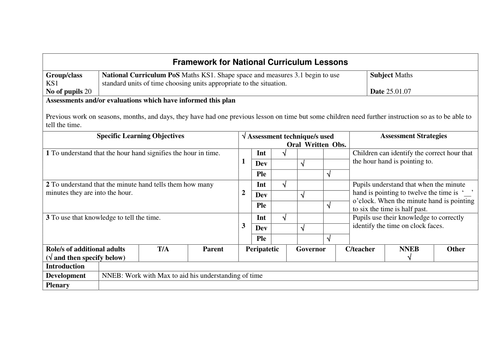 Time to the half hour | Teaching Resources