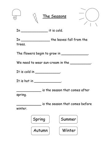 seasons months and days | Teaching Resources