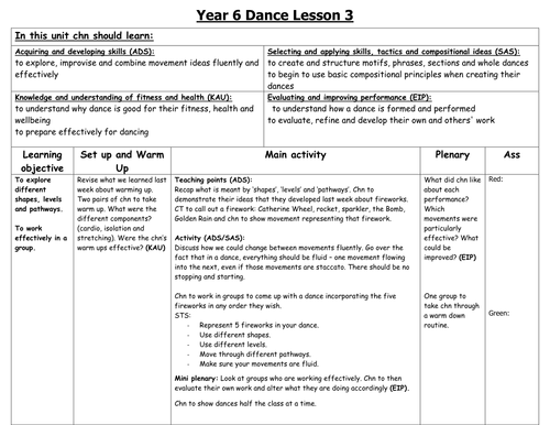 Teacher Dance Lesson Plan Examples