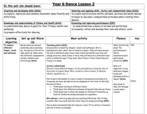 Dance Lesson Plans Upper Ks2 Teaching Resources