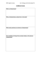 Homeostasis worksheets | Teaching Resources