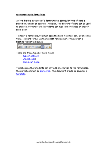Form fields | Teaching Resources