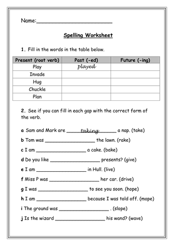 Past & Future Tense Spellings (-ed and -ing verbs) | Teaching Resources