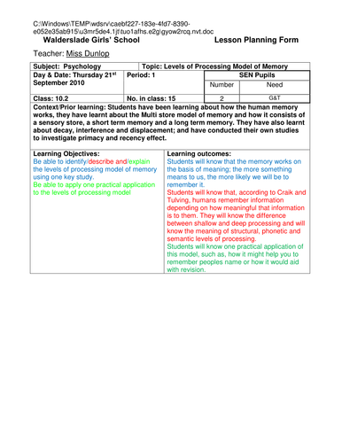 Memory activites and worksheets | Teaching Resources