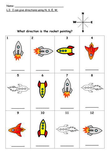 N, S, E, W rocket directions | Teaching Resources