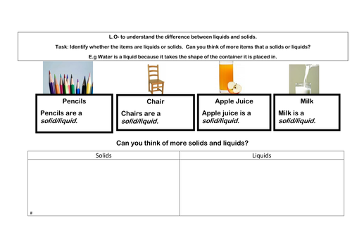 Solids and Liquids | Teaching Resources