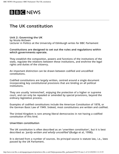 constitution uk essay