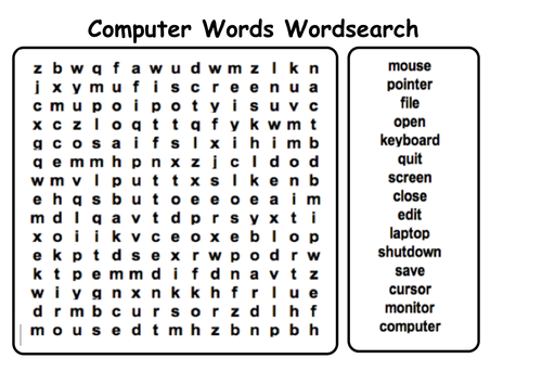 ict computer words word search teaching resources