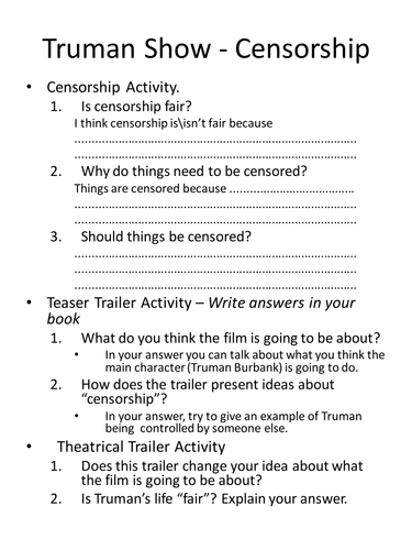 The Truman Show | Teaching Resources