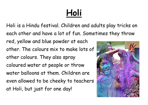 Holi Comprehension | Teaching Resources