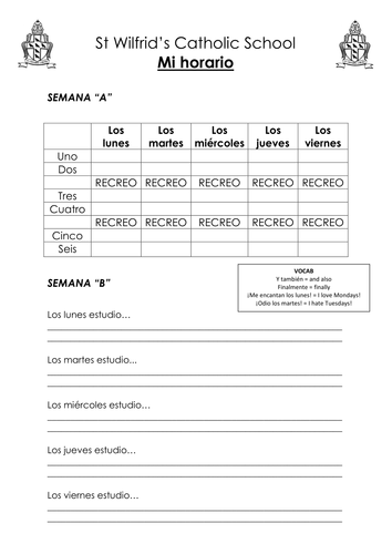 ks3 spanish las asignaturas school subjects teaching resources