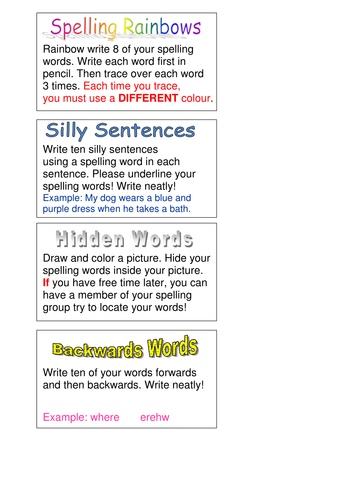 Spelling Activities | Teaching Resources
