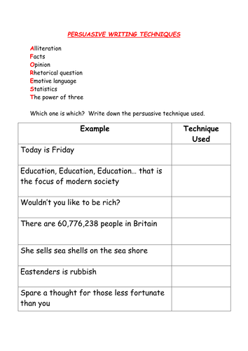 Printables Persuasive Techniques Worksheet persuasive techniques worksheet plustheapp 1 doc