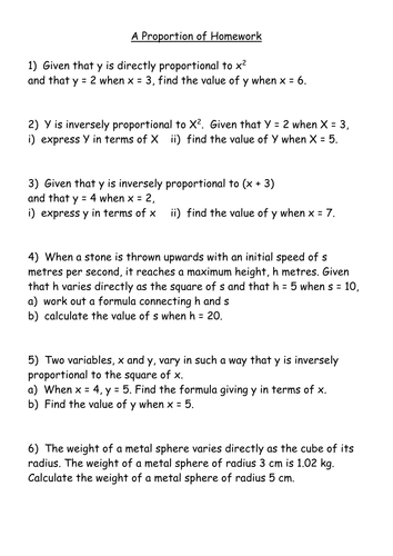 Direct and Inverse Proportion Worksheets | Teaching Resources