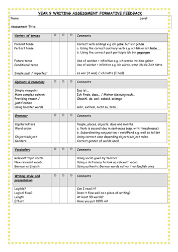 Essay comments sheet image