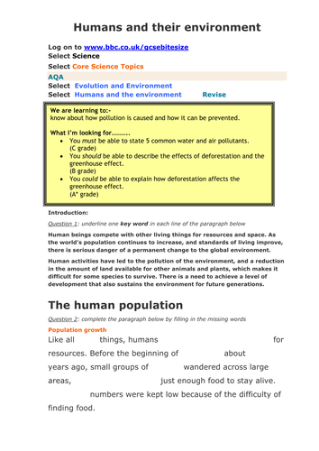 human-impact-worksheet-for-bbc-bitesize-teaching-resources